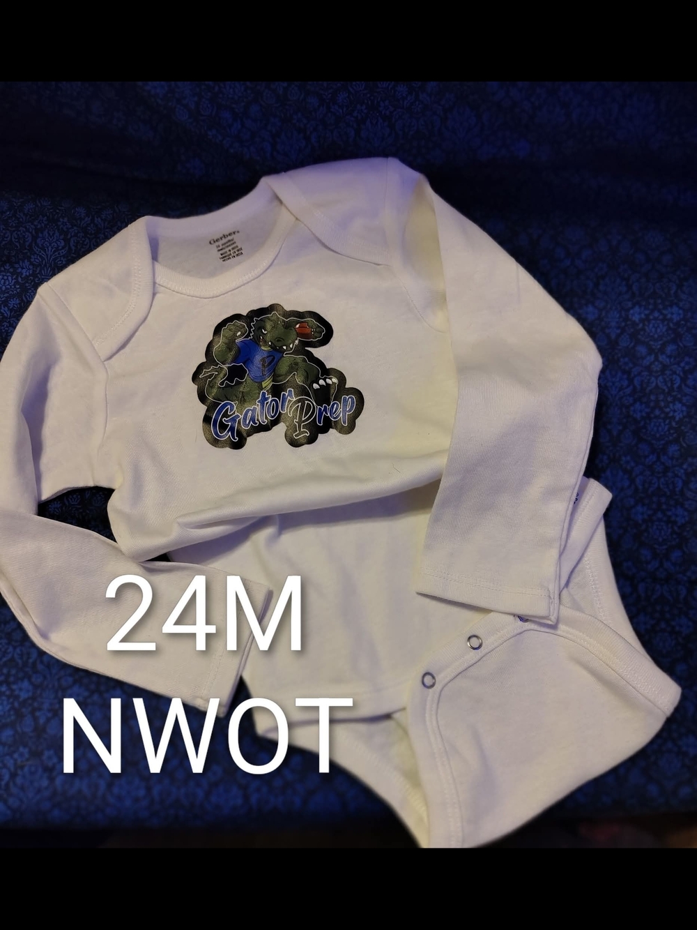 Gerber White Long-Sleeve Baby Bodysuit with Gator Prep Graphic